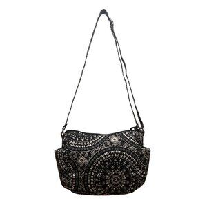 Vera Bradley Women’s Black Floral Mandala Pattern Adjustable Strap Crossbody Bag